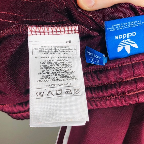 Adidas Maroon Track Pants in Sz M - Picture 5 of 7